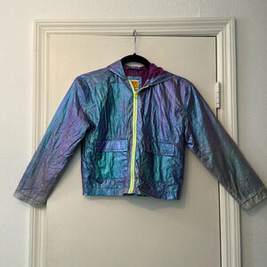 C&C California Multicolor Metallic Zip Up Hooded Girl's Jacket Size 8